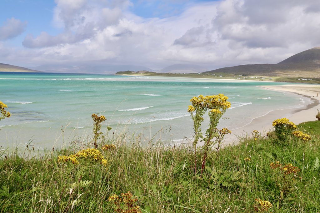 Vom "Old School House" von Seilebost sind es keine 2 Minuten bis zum Strand von Seilebost mit Blick auf Luskentyre gegenüber. Foto GEDE